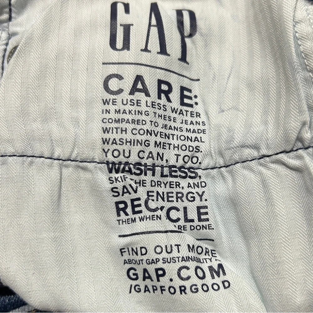 GAP Girlfriend Mid Rise Jeans sz 27/4 Tall Medium Wash Cuffed Raw Hem Stretch - Picture 9 of 11
